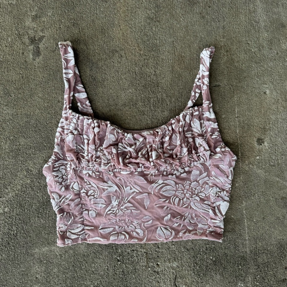Urban Outfitters Clara Ruched Floral Corset Bustier‎ Tank Top Size Small